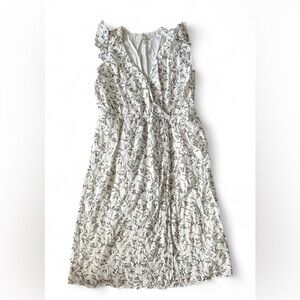 A New Day White Dress with Black Leaf Pattern